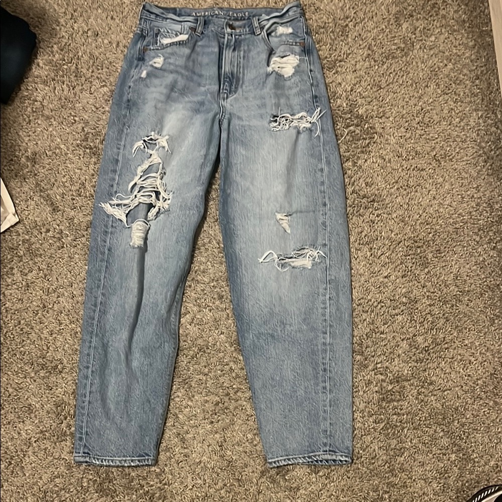 Women's Distressed Blue Jeans